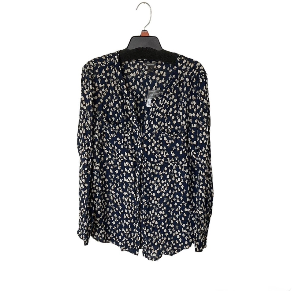 Eddie Bauer Falling Leaves Long Sleeve Top Dark Blue Small Brand New